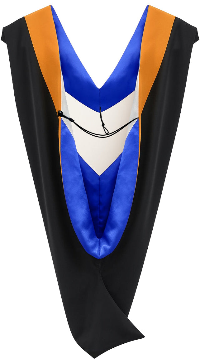 Deluxe Bachelors/Masters Hood - Apricot Velvet, Royal Blue & White