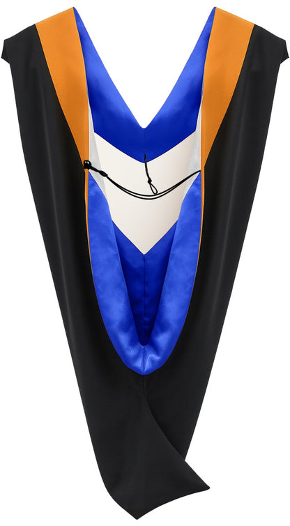 Deluxe Bachelors/Masters Hood - Apricot Velvet, Royal Blue & White