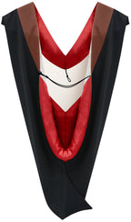 Deluxe Bachelors/Masters Hood - Brown Velvet, Red & White