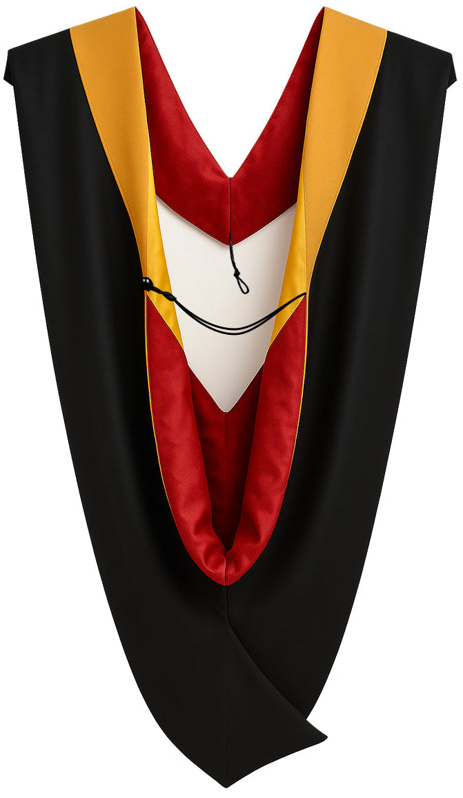 Deluxe Bachelors/Masters Hood - Drab Velvet, Red & Golden Yellow