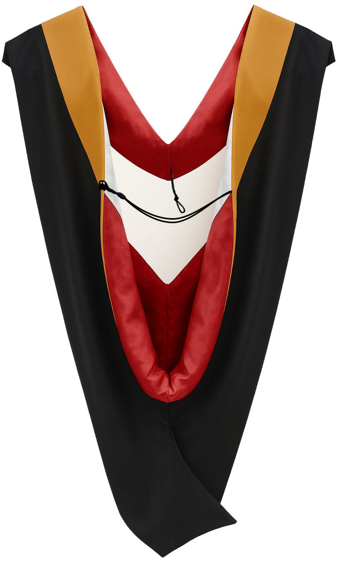 Deluxe Bachelors/Masters Hood - Drab Velvet, Red & White
