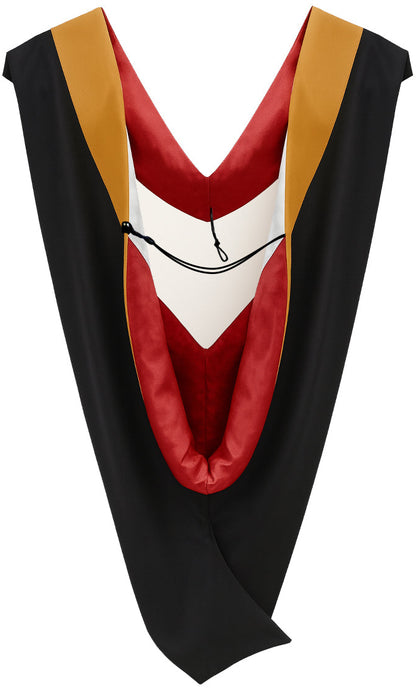 Deluxe Bachelors/Masters Hood - Drab Velvet, Red & White