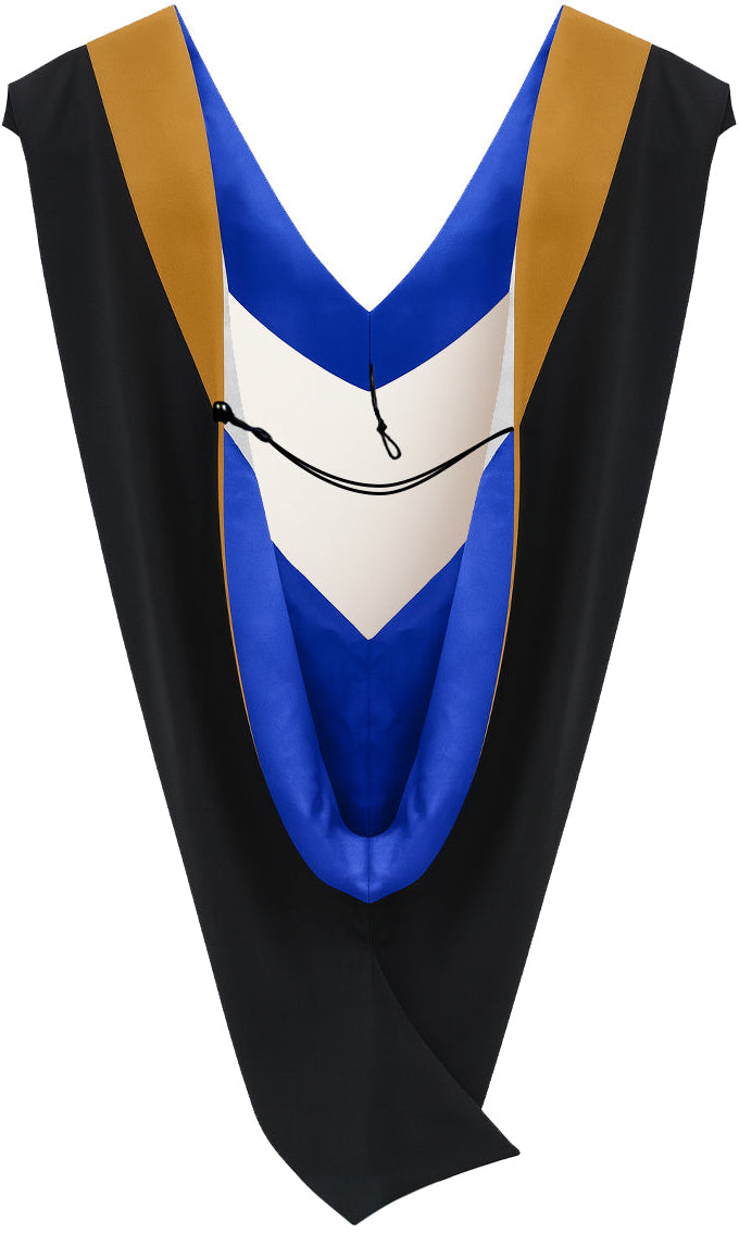 Deluxe Bachelors/Masters Hood - Drab Velvet, Royal Blue & White