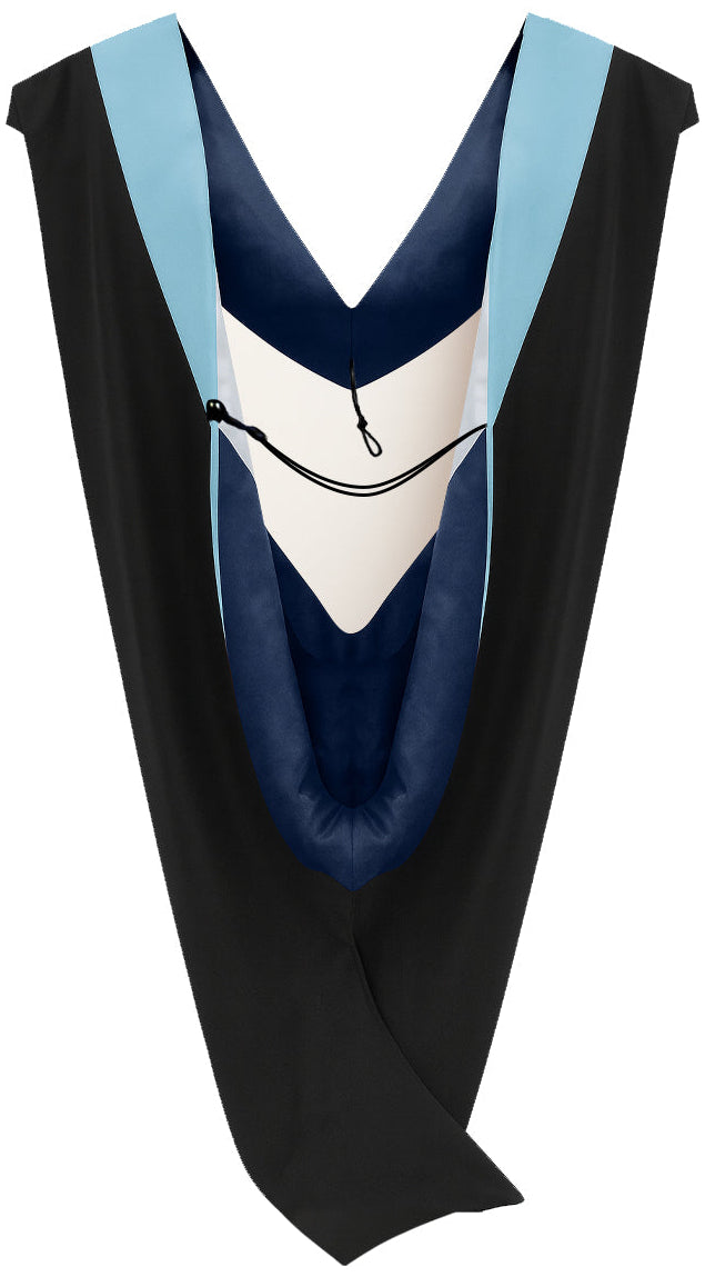 Deluxe Bachelors/Masters Hood - Light Blue Velvet, Navy & White