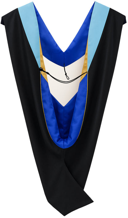 Deluxe Bachelors/Masters Hood - Light Blue Velvet, Royal Blue & Golden Yellow