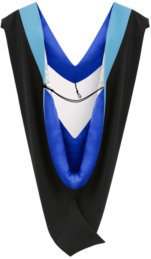 Deluxe Bachelors/Masters Hood - Light Blue Velvet, Royal Blue & White