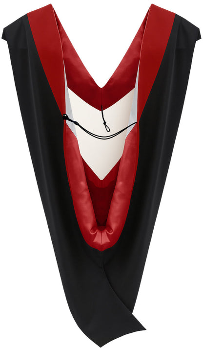 Deluxe Bachelors/Masters Hood - Scarlet Velvet, Red & White