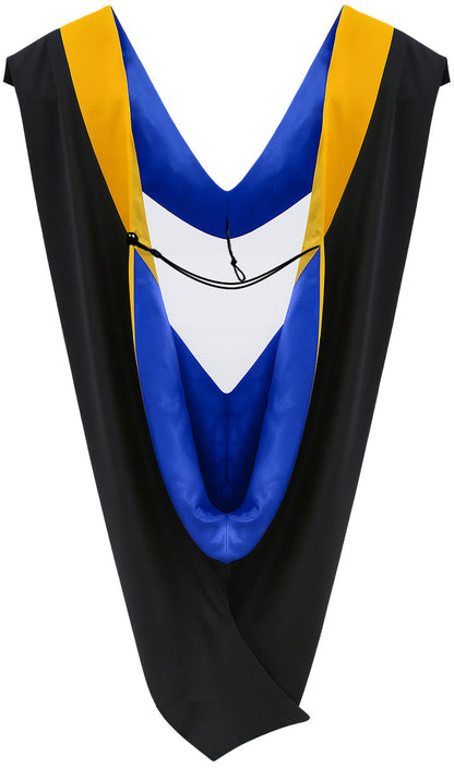 Deluxe Bachelors/Masters Hood - Science Gold Velvet, Royal Blue & Golden Yellow