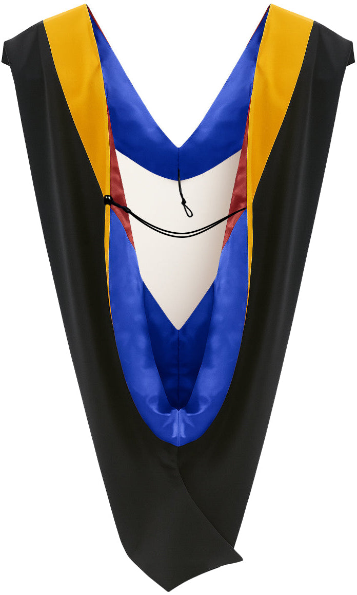 Deluxe Bachelors/Masters Hood - Science Gold Velvet, Royal Blue & Red