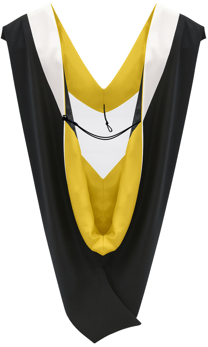 Deluxe Bachelors/Masters Hood - White Velvet, Golden Yellow & Black