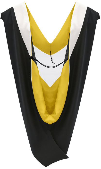 Deluxe Bachelors/Masters Hood - White Velvet, Golden Yellow & Black