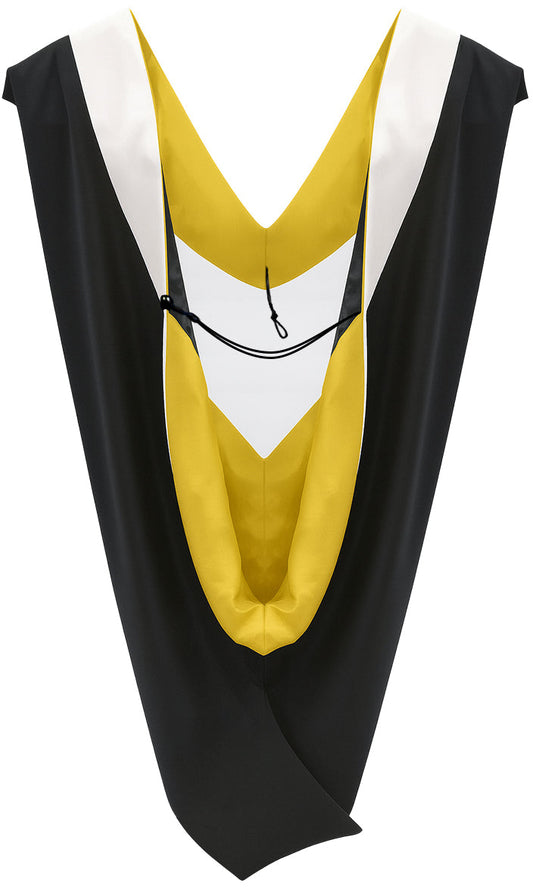 Deluxe Bachelors/Masters Hood - White Velvet, Golden Yellow & Black
