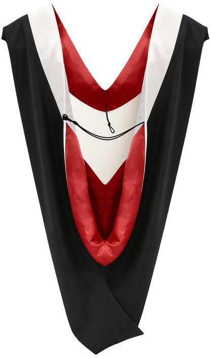 Deluxe Bachelors/Masters Hood - White Velvet, Red & White