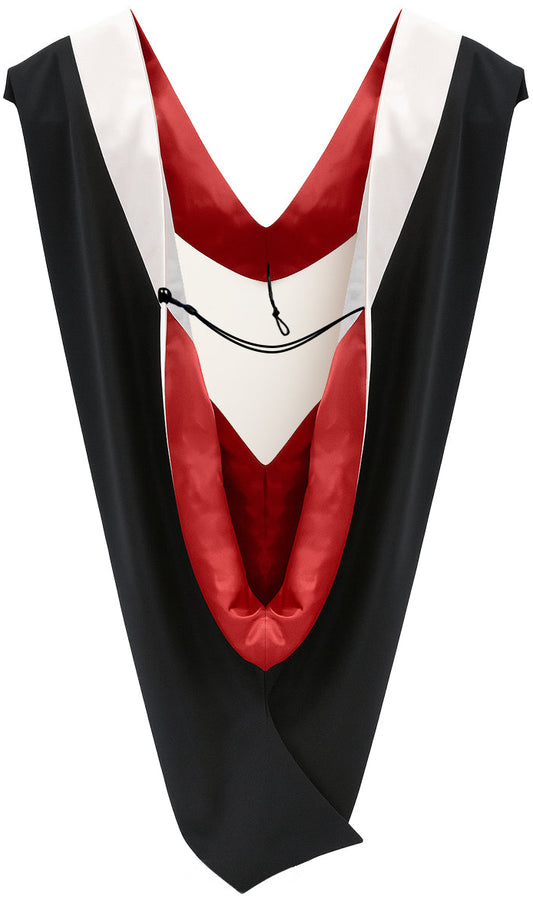 Deluxe Bachelors/Masters Hood - White Velvet, Red & White