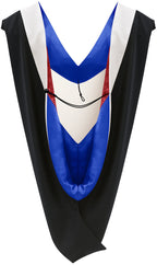 Deluxe Bachelors/Masters Hood - White Velvet, Royal Blue & Red