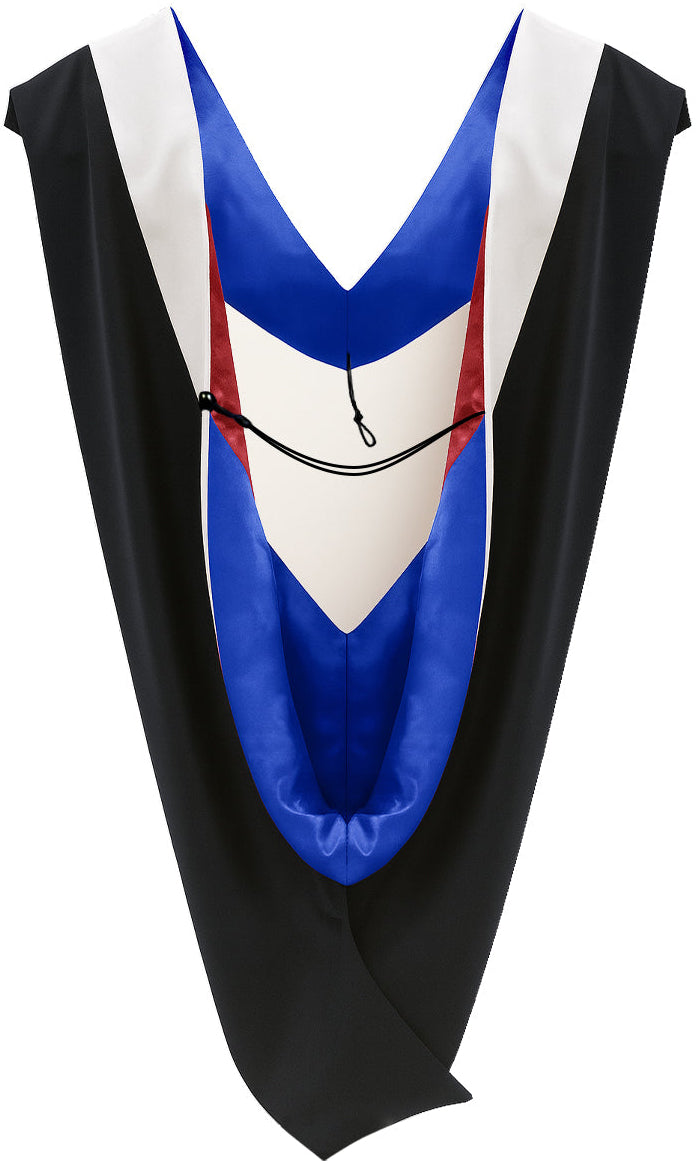 Deluxe Bachelors/Masters Hood - White Velvet, Royal Blue & Red