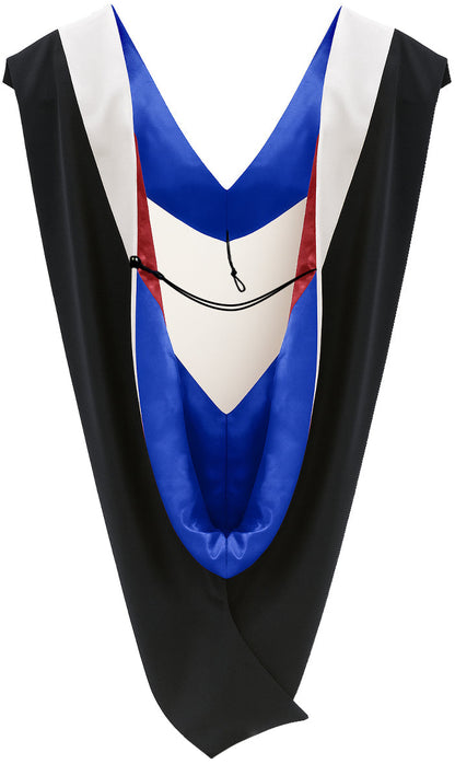 Deluxe Bachelors/Masters Hood - White Velvet, Royal Blue & Red