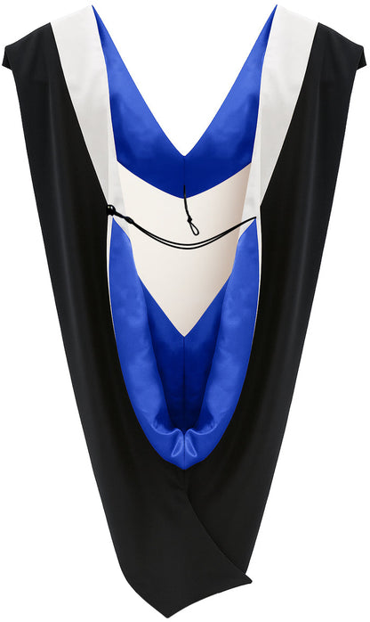 Deluxe Bachelors/Masters Hood - White Velvet, Royal Blue & White