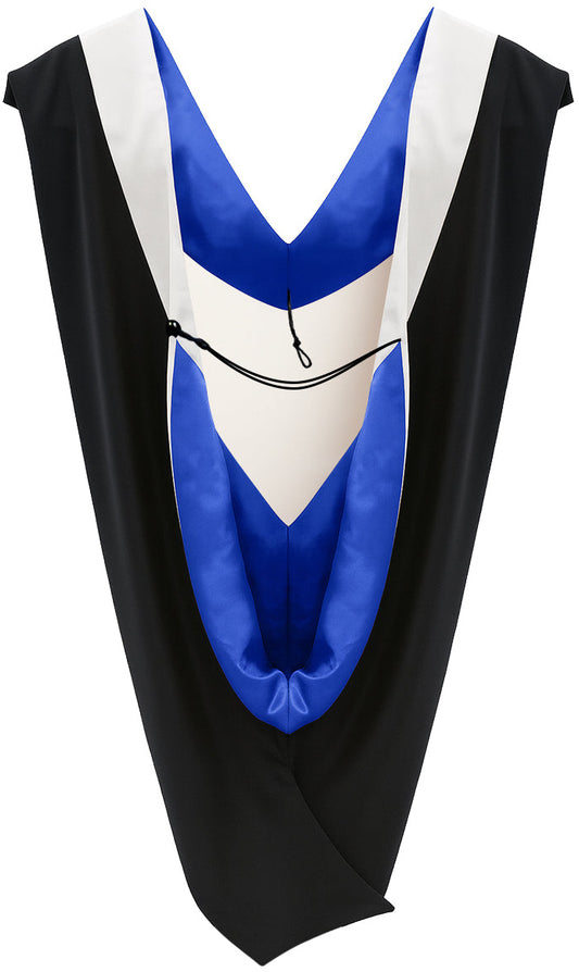 Deluxe Bachelors/Masters Hood - White Velvet, Royal Blue & White
