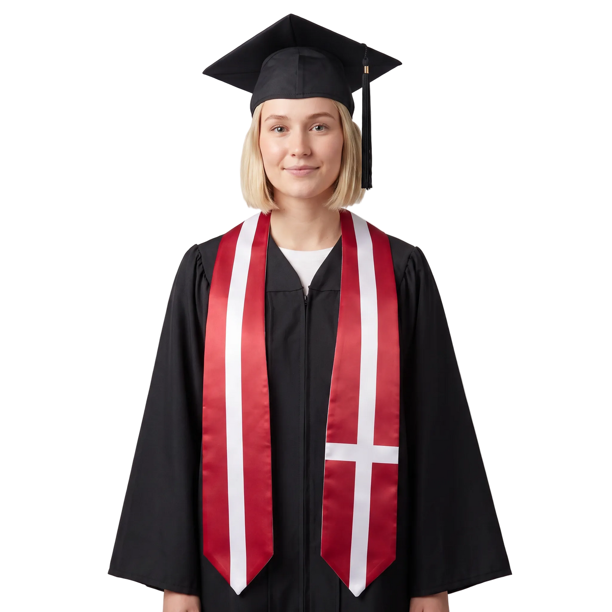 **Denmark flag graduation stole with Danish flag sash design**