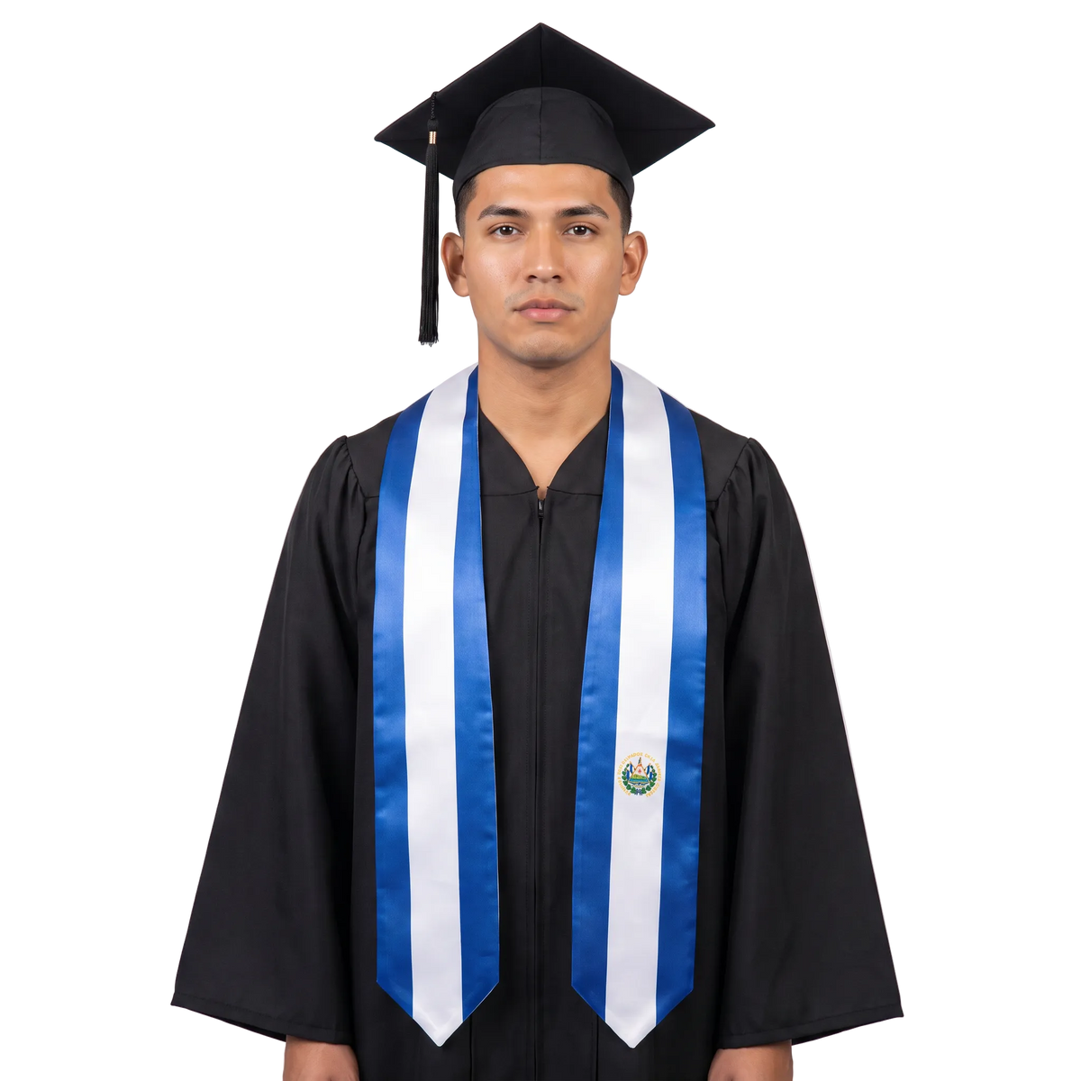 **El Salvador flag graduation stole with Salvadoran flag sash design**
