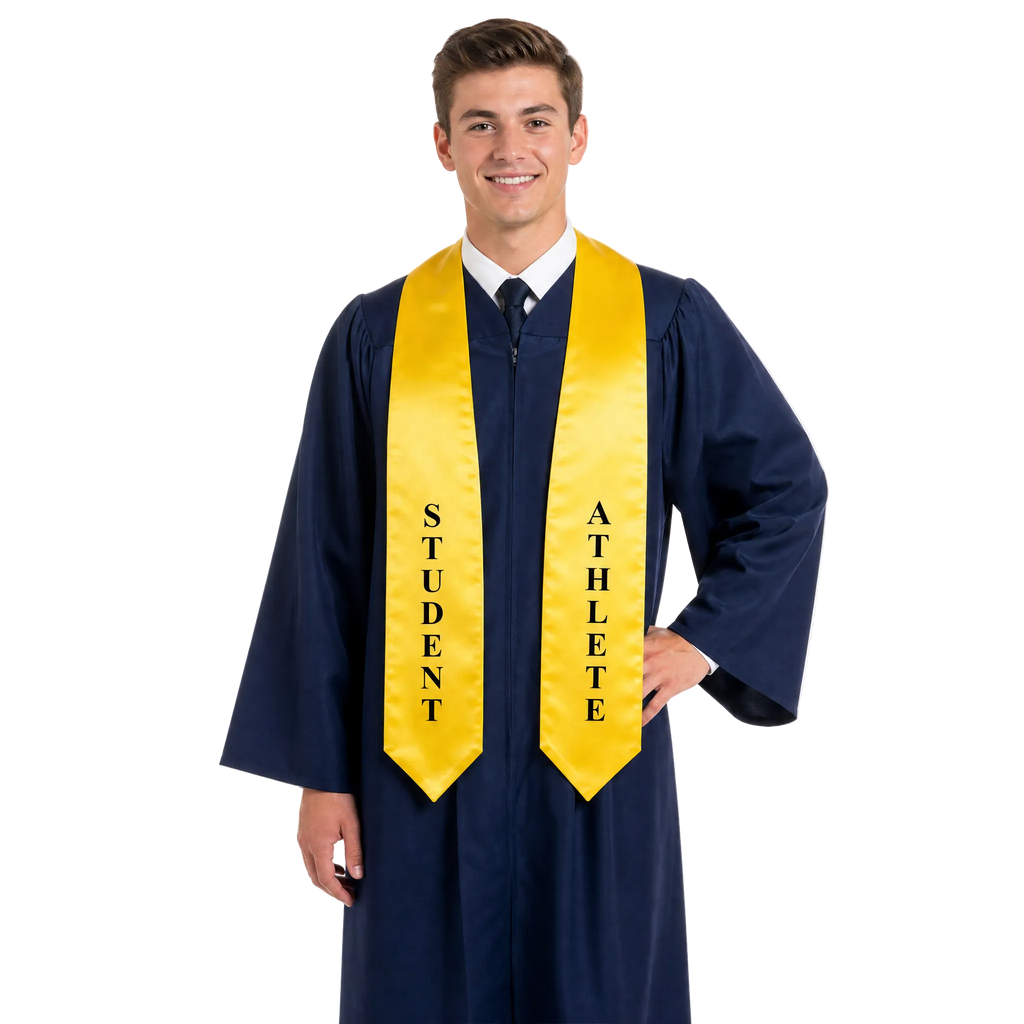 Gold “Student Athlete” graduation stole for high school and college commencement
