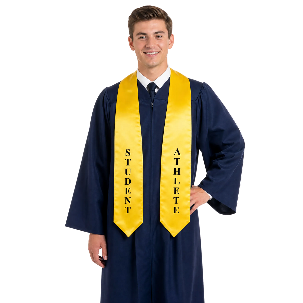 Gold “Student Athlete” graduation stole for high school and college commencement
