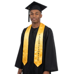 Gold Valedictorian Graduation Stole – High Quality Gold Satin with Black Valedictorian Print