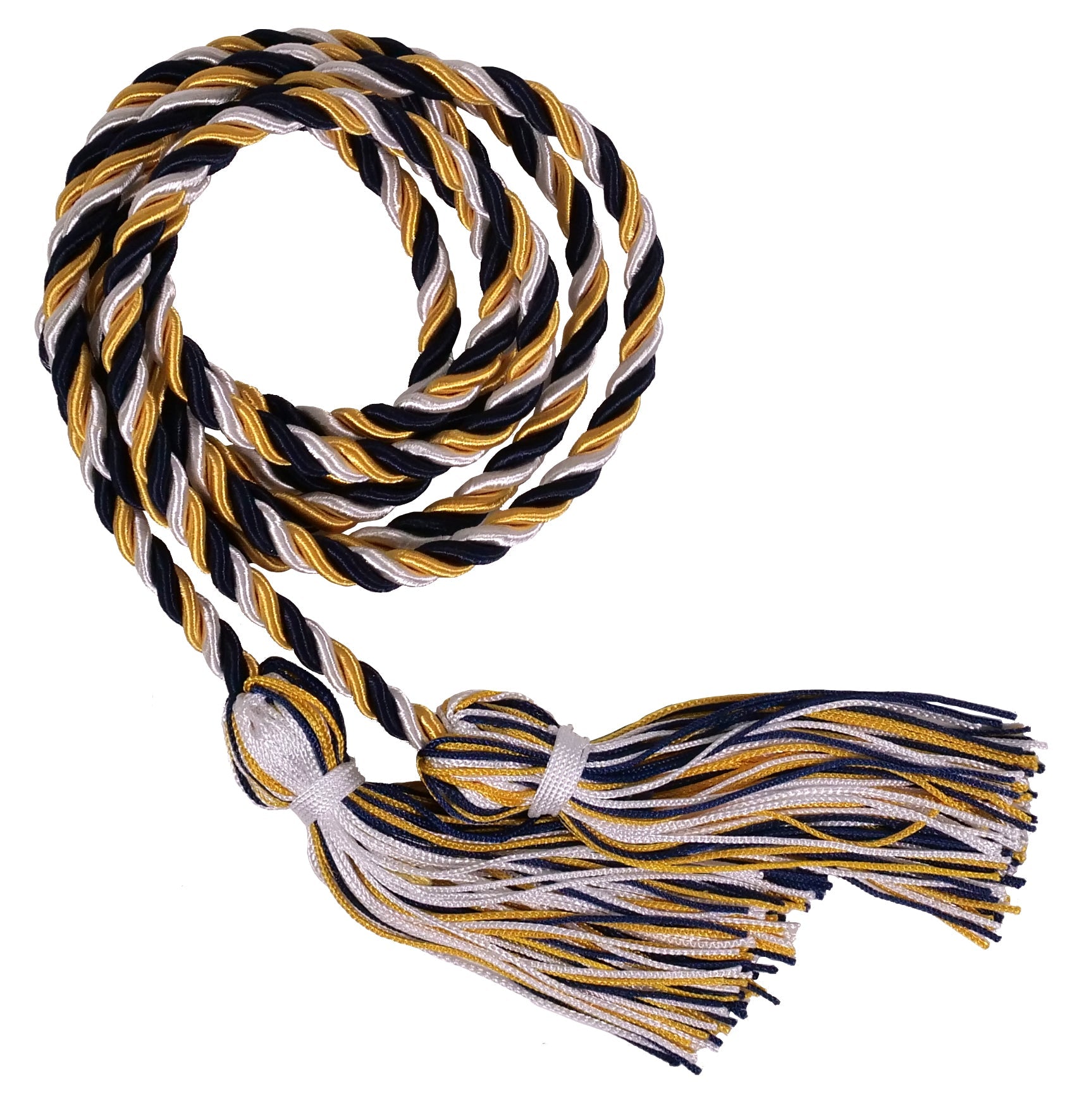 Gold, White and Black Intertwined Graduation Honor Cord