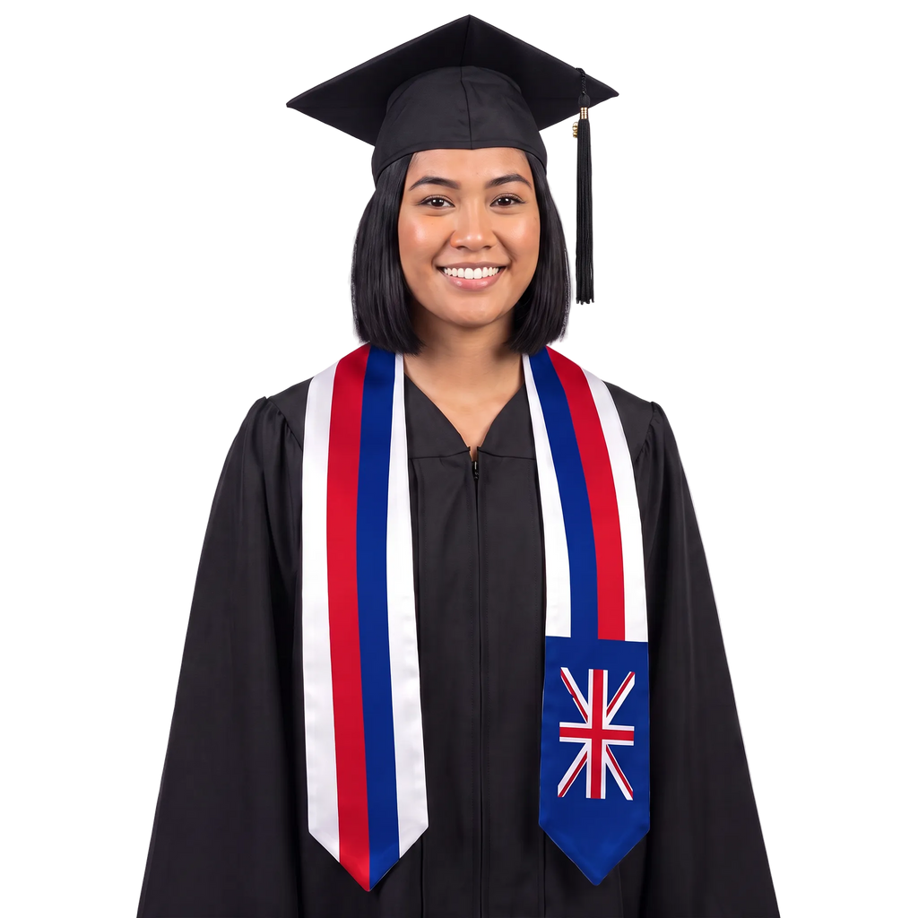 **Hawaii flag graduation stole with Hawaiian flag sash design**