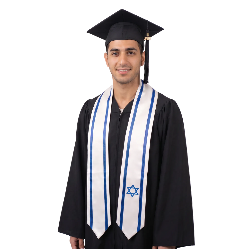 **Israel flag graduation stole with Israeli flag sash design**
