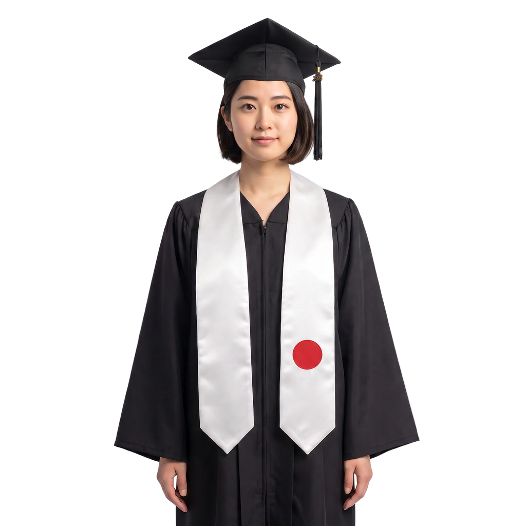 **Japan flag graduation stole with Japanese flag sash design**