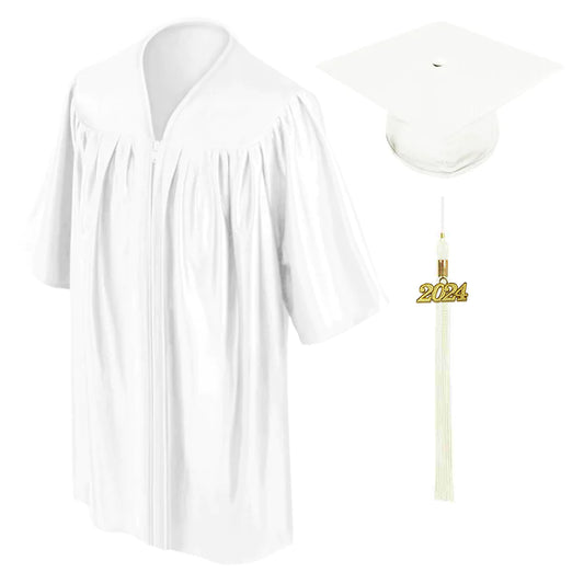 Shiny White Kindergarten/Preschool Cap & Gown