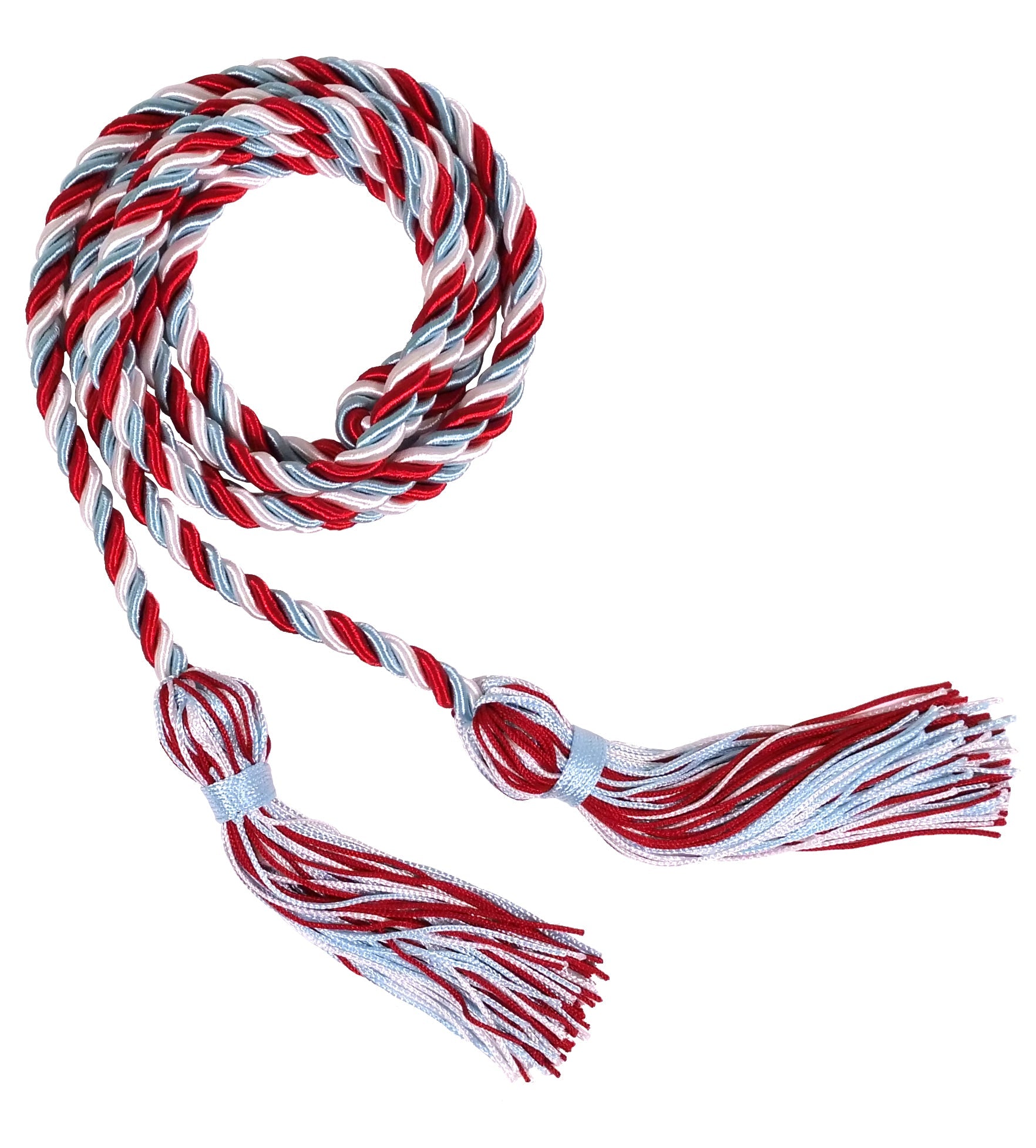 Red, Light Blue, and White Intertwined Graduation Honor Cord