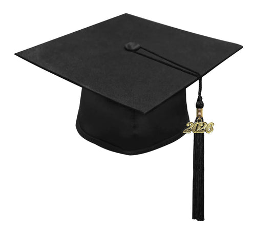 Shiny Black High School Cap & Tassel