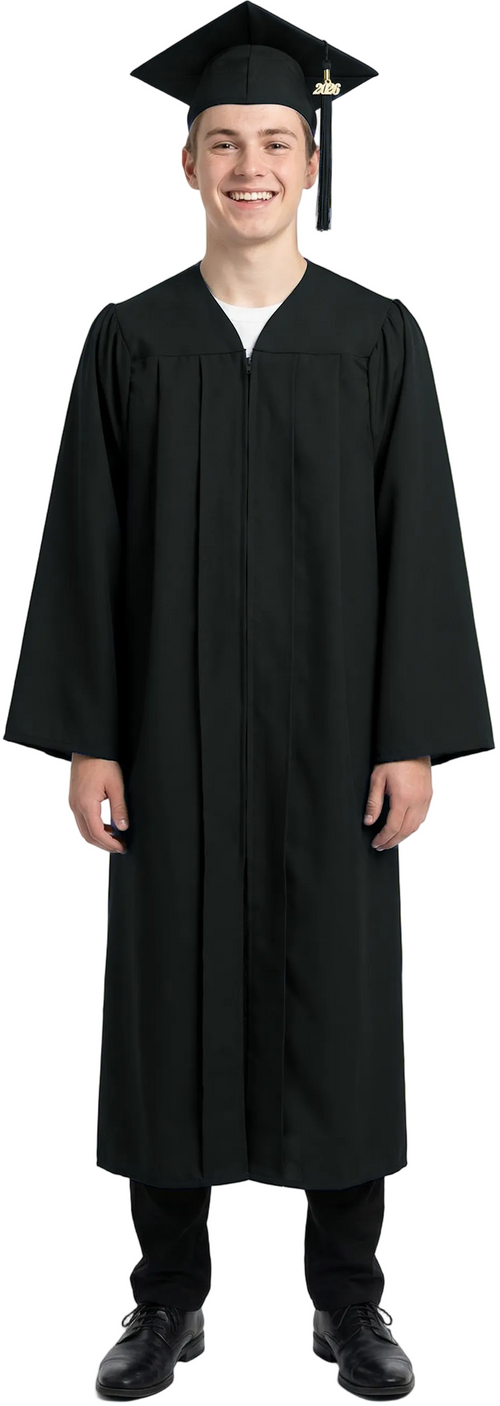Matte Black High School Cap & Gown