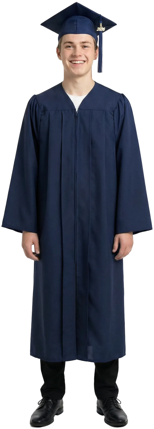 Matte Navy Blue High School Cap & Gown