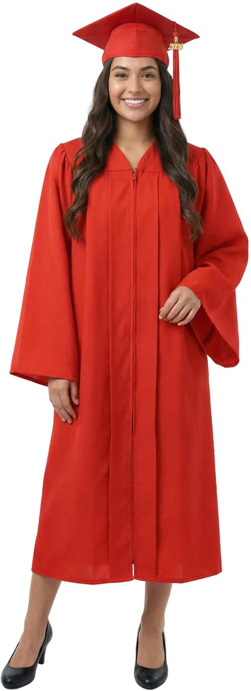 Matte Red High School Cap & Gown