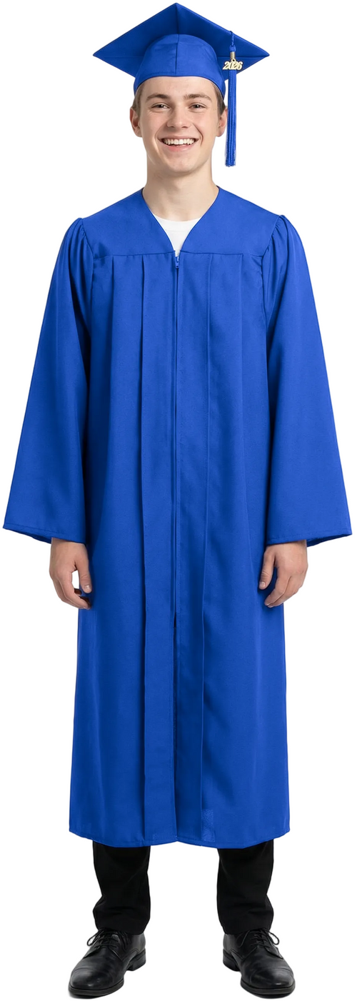 Matte Royal Blue High School Cap & Gown