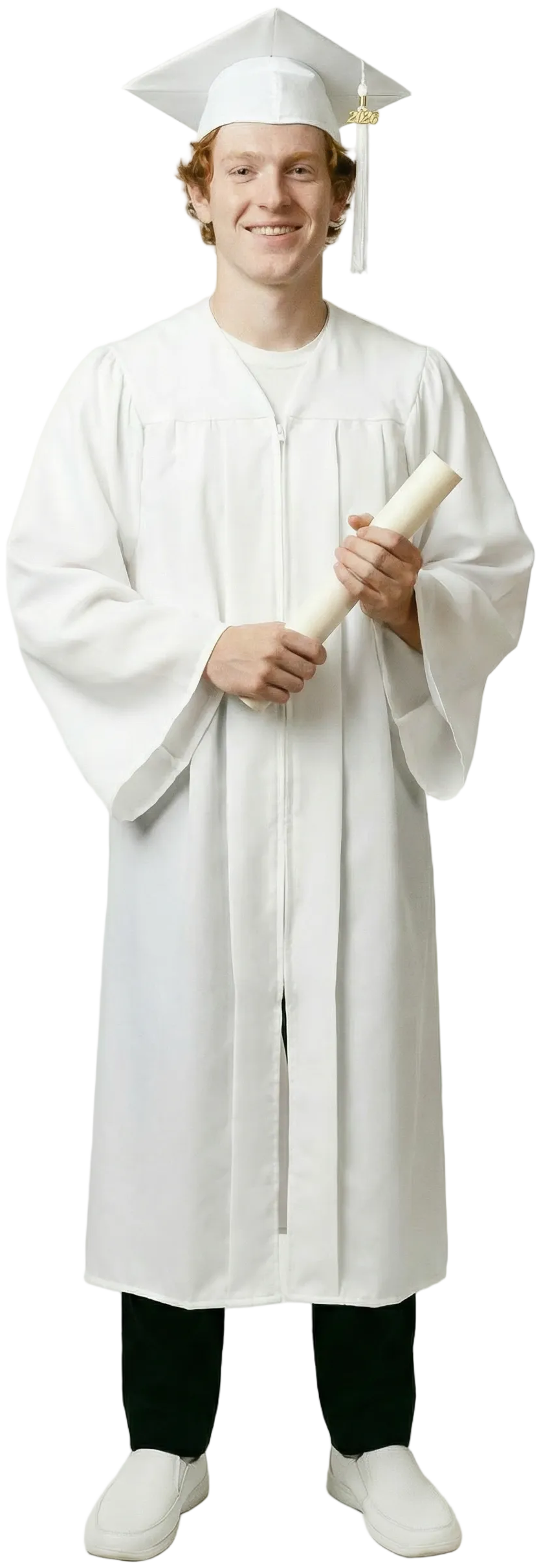 Matte White Bachelors Academic Cap & Gown