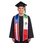 **Mixed USA & Mexico flag graduation stole with combined American and Mexican flag sash design**