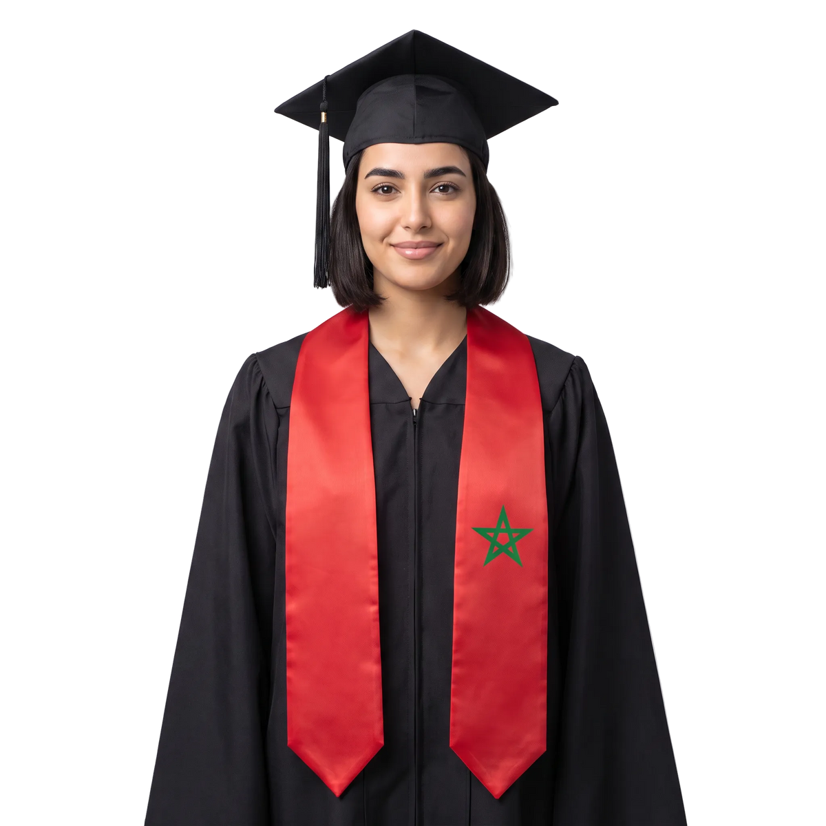 **Morocco flag graduation stole with Moroccan flag sash design**