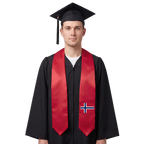 Norway graduation stole with Norwegian flag design, satin graduation sash for high school and college commencement