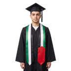 Palestine graduation stole with Palestinian flag design, satin graduation sash for high school and college commencement