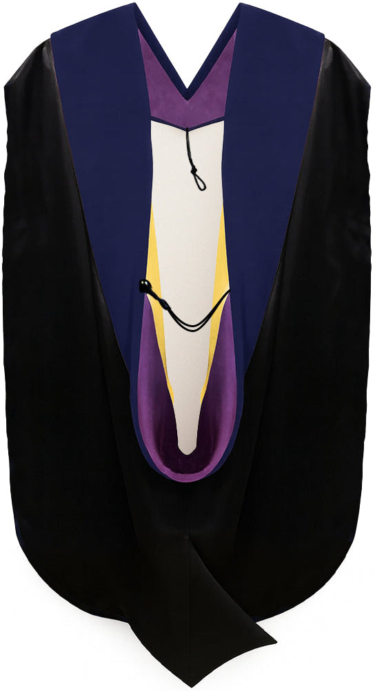 PhD Hood Dark Blue Velvet - Purple & Golden Yellow