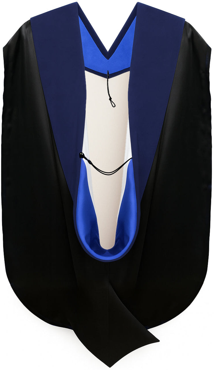 PhD Hood Dark Blue Velvet - Royal Blue & White