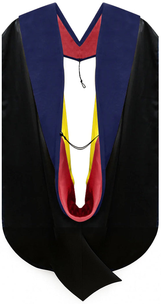 Phd Hood Dark Blue Velvet - Red & Gold