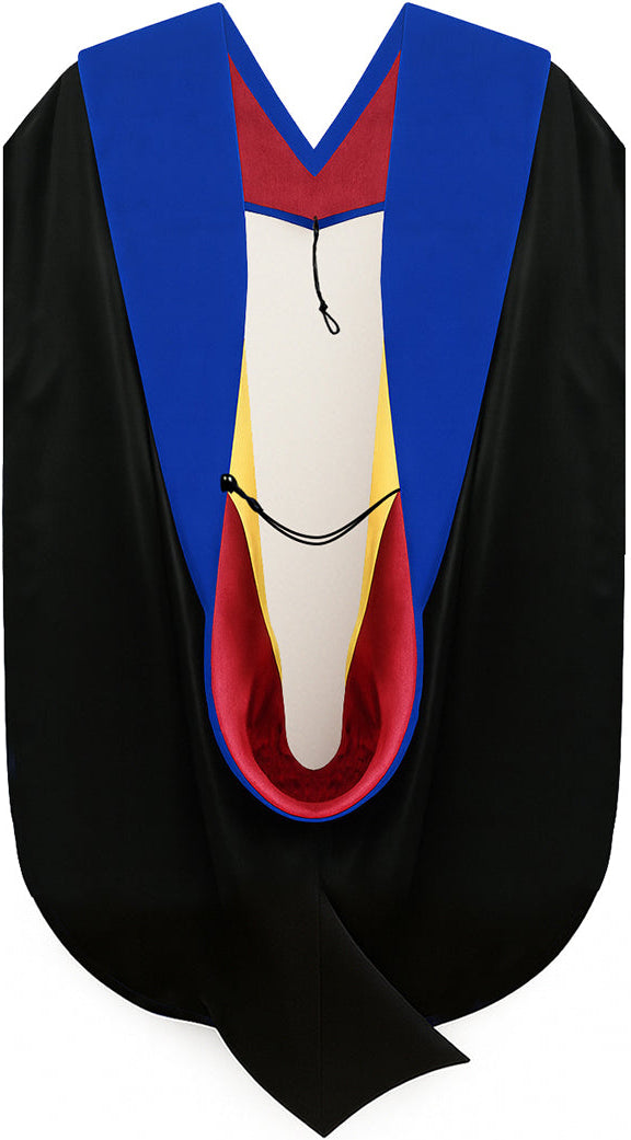 Phd Hood Royal Blue Velvet - Red & Gold