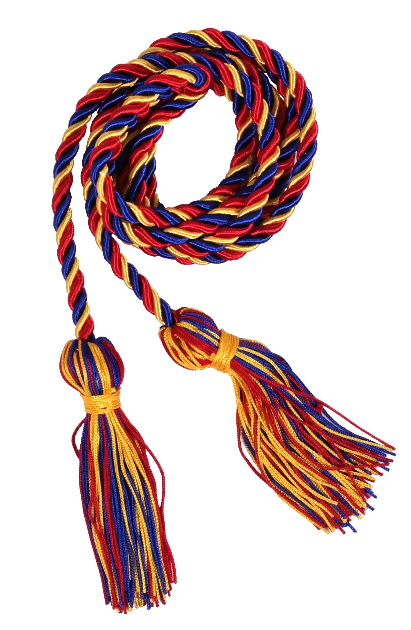 Red, Royal Blue and Gold Intertwined Graduation Honor Cord