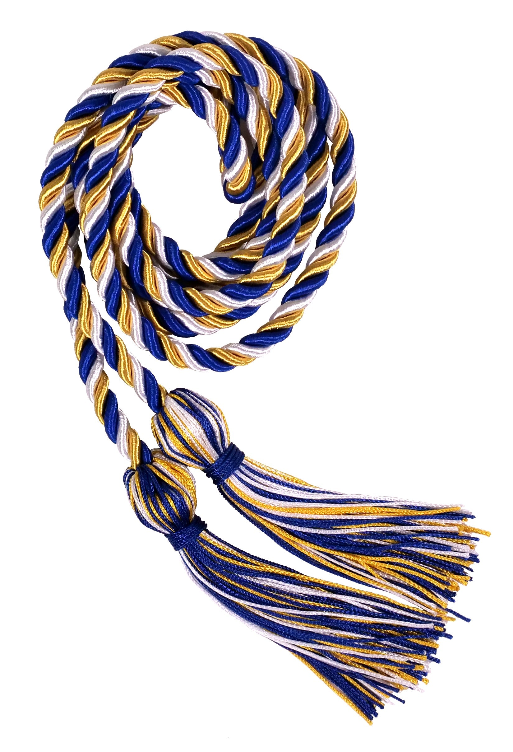 Royal Blue, Gold and White Intertwined Graduation Honor Cord